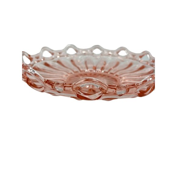 Vintage Pink Depression Glass Serving Ribbed Lace Bowl 12" - Picture 3 of 16